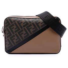 Fendi Brown Zucca Coated Canvas Diagonal Camera Bag Brown