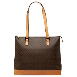 Céline Celine Brown Macadam Coated Canvas Tote Brown