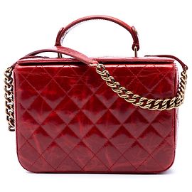 Vanity Case Chanel Red CC en cuir de veau glacé matelassé Rouge