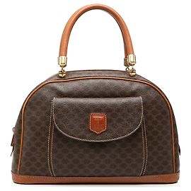 Céline Sac à main Celine Brown Macadam Toile enduite Dome Top Handle Marron