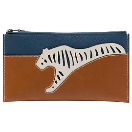 Pochette Rooroo em Barenia e Epsom marrom Hermès Marrom