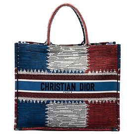 Book Tote Dior Blue Large Canvas French Flag Blu