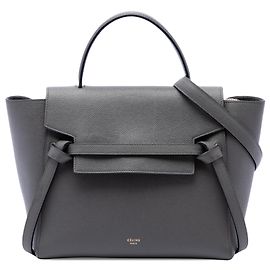 Céline Bolsa Belt em couro de bezerro micro granulado cinza Celine Marrom