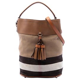 Borsa a secchiello Ashby in tela Mega Check marrone e pelle di vitello granulata Burberry, misura Medium Marrone Marrone chiaro