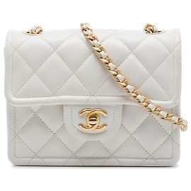 Chanel White Mini Quilted Caviar Sweet Flap Blanc