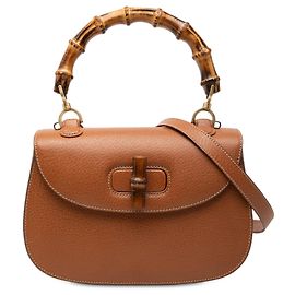 Gucci Couro de bezerro granulado marrom Bamboo Night Marrom