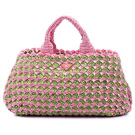 Prada Pink Raffia Canapa Tote Pink