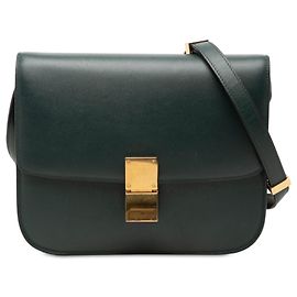 Céline Celine Green Medium Calfskin Classic Box Vert Vert foncé