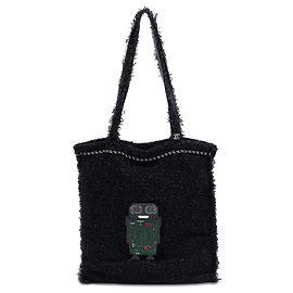 Tote Robot em tweed com adornos de resina preta Chanel Large Preto