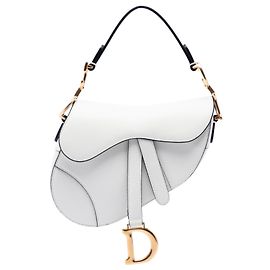 Borsa Saddle Dior bianca in pelle di vitello granulata Bianco