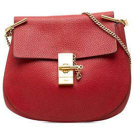 Bolsa transversal Chloé Drew em couro vermelho, pequena Vermelho