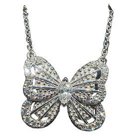 De Beers Butterfly Diamant-Halskette Silber