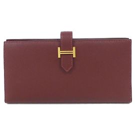 Hermès Hermes Bearn Soufflé Long Wallet Red Other
