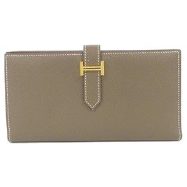 Hermès Cartera Hermes Bearn Soufflé Otro Gris pardo