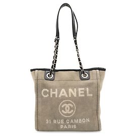 CHANEL Deauville Tote Bag Brown Black