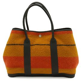Hermès Sac cabas HERMES Garden PM Orange Jaune Bleu Marine