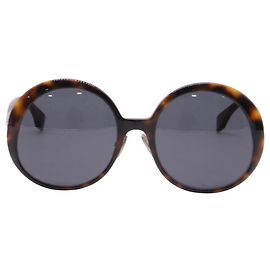 Fendi FF0430/S Tortoiseshell Round Sunglasses in Brown Acetate Brown Red