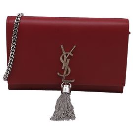 Yves Saint Laurent Saint Laurent Small Kate Tassel Shoulder Bag in Red Leather Red