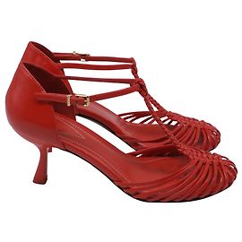 Escarpins de tiras trançadas em couro vermelho Zimmermann Vermelho