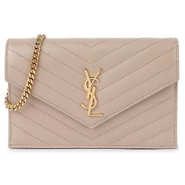 Saint Laurent Carteira envelope com corrente Cassandra Marrom