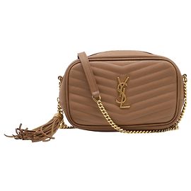 Yves Saint Laurent Bolsa de câmera Mini Lou Chevron em couro bege Saint Laurent Outro Impressão em python