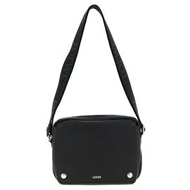 Loewe Bolsa Messenger Medium em couro de bezerro de grão flexível Preto