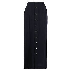 Chanel Button-Back Wool Maxi Skirt Black