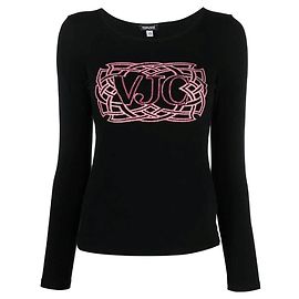Versace Pullover mit Glitzer-Logo-Print Schwarz