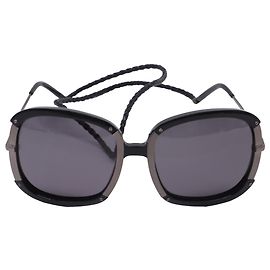 Bottega Veneta Square Sunglasses in Black Metal Black