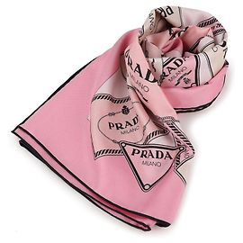 Lenço Prada Heritage de seda rosa Rosa