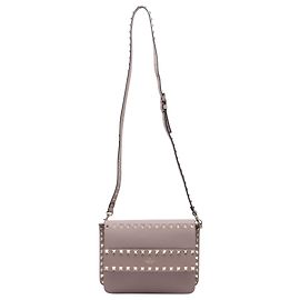 Borsa a tracolla Valentino Garavani Small Rockstud in pelle beige Marrone Rosso