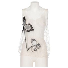 Chanel Lace Polka-Dot Tank Top White
