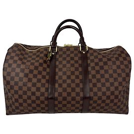Louis Vuitton Keepall 50 Damier Ebene Canvas Duffle Bag Brown