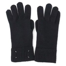 Maison Martin Margiela Signature gesteppte Rippstrick-Handschuhe Schwarz