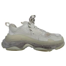 Baskets Balenciaga Triple S semelle transparente en polyester blanc Blanc Écru