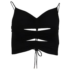 Top cropped drapeado com recortes Alexander Wang em viscose preta Preto