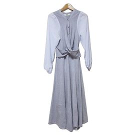 Autre Marque Vestido longo de malha com cintura transpassada e mangas de chiffon FURFUR Roxo Lavanda