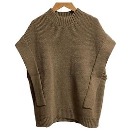 Autre Marque CLANE Square Sleeve Knit Vest Pullover Brown