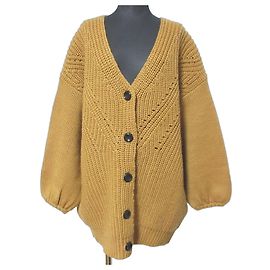 Autre Marque Cardigan de lã COEL de malha grossa Marrom Camelo