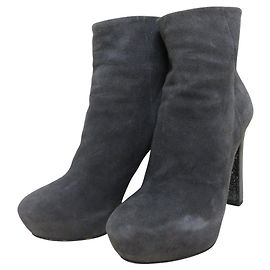 Bottines à plateforme en daim Miu Miu Marron