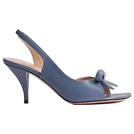Louis Vuitton Bow Heel Slingback Sandals Denim Blue Lambskin Blue