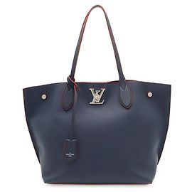 Sac cabas Louis Vuitton Lockme Go Rouge Bleu Marine
