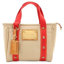 Louis Vuitton Antigua Cabas PM Handbag Red Beige