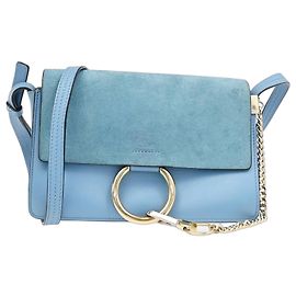 Chloé Chloe Faye em couro e camurça Small Azul