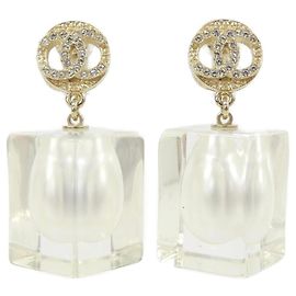 Orecchini a clip Chanel oro e bianchi Bianco D'oro Altro