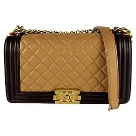 Bolsa Chanel Boy de Alça Marrom Bege