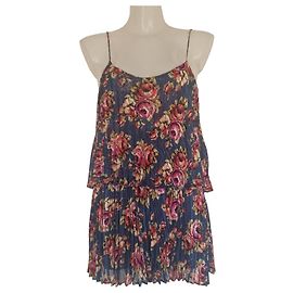 Zimmermann Blumen Mini-Kleid mit Plissee Pink Blau Andere