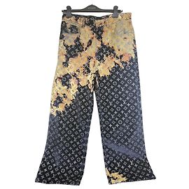 Louis Vuitton Bleach Denim Hose Pre-Collection SS2024 Größe 30 Andere Dunkelblau Monogramm