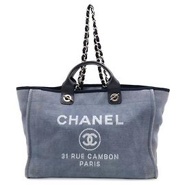 Chanel Deauville GM Chain Tote Bag Blue