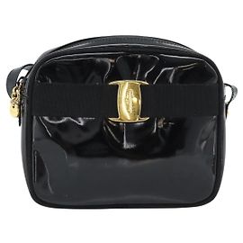 Salvatore Ferragamo Vala en cuir verni Noir